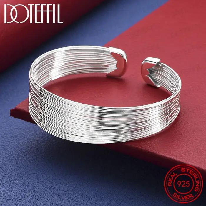 Bracelets multi-lignes en argent Sterling 925, pour femmes et hommes, bijoux à la mode, cadeau de ha