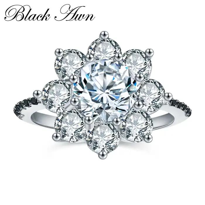 Noir Awn 2025 nouvelle mode anneaux pour femmes classique couleur argent ovale Bague de mariage Bijoux C005