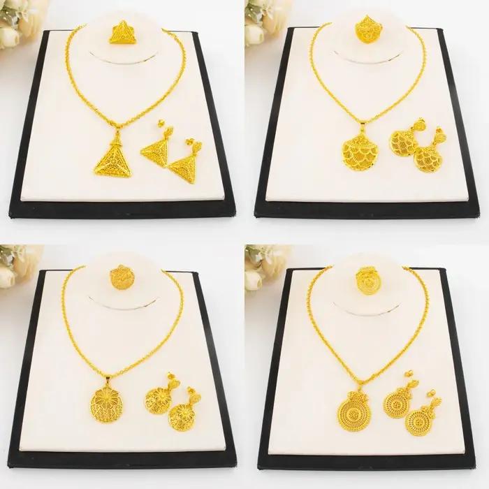 Ensemble de bijoux de mariage en or arabe de luxe