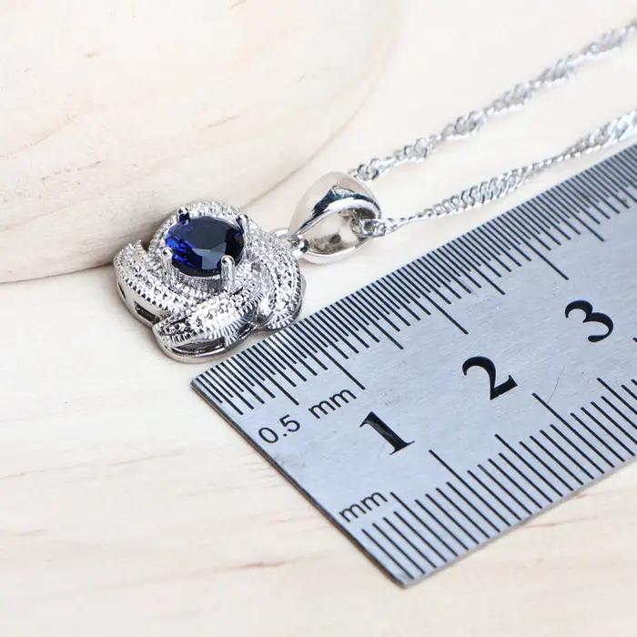 Ensemble de bijoux en zircon bleu en argent sterling 925 pour femme occasions spéciales mariage saint-valentin noël anniversaire