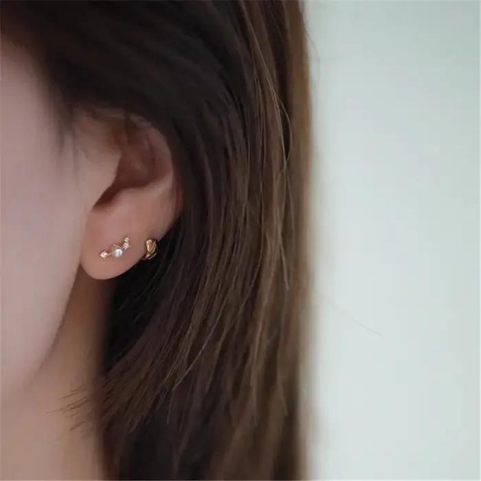 Boucles d'Oreilles en Argent Sterling 925 Plaqué Or 14K pour Femme