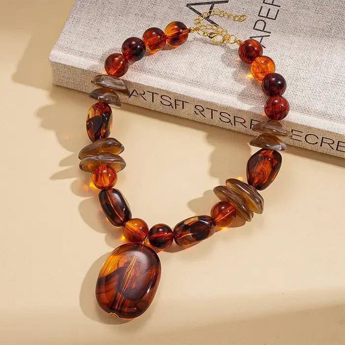 Collier élégant en acrylique ronds pour femmes style mode occasion spéciale cadeau de fête