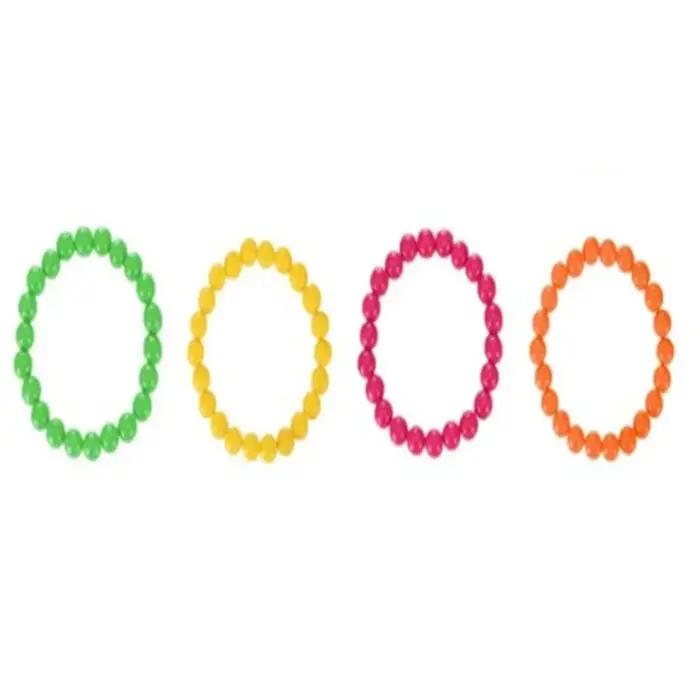 Ensemble collier et bracelet de perles connectées, néon coloré, chaîne de perles, breloque bohème, tour de cou structurels ent, 4 pièces, 8 pièces