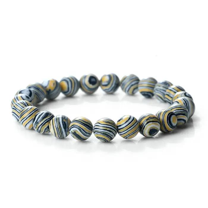 Bracelet en malachite verte de 8 mm pour femmes et hommes