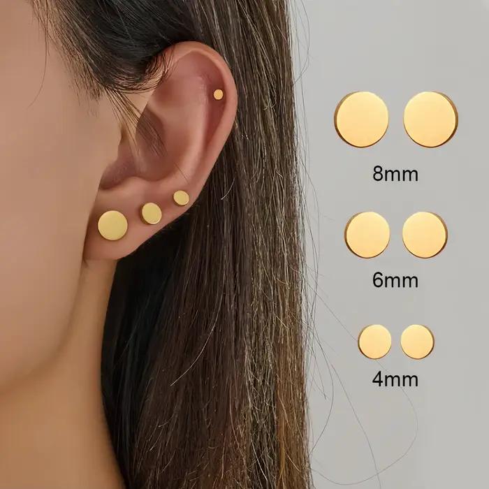 Boucles d'oreilles à clous d'haltères noirs pour hommes et femmes, minimaliste, en acier inoxydable