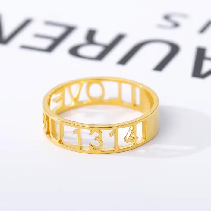 Bagues gravées de lettres personnalisées pour femmes et hommes, bague de fiançailles, bijoux de mariage en acier inoxydable, cadeau personnalisé