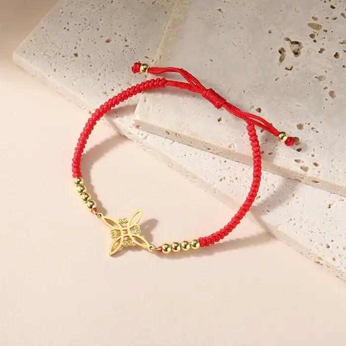 Dawapara – Bracelet à breloques avec nœud de sorcière pour femmes, amulette de Protection des nœuds celtiques, chaîne de perles en acier inoxydable, bijoux Wiccan de sorcellerie