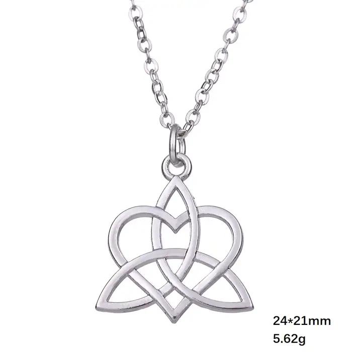 Skyrim-Collier pendentif géométrique noeud d'amour celtique pour femme, argent antique, triquetra, c