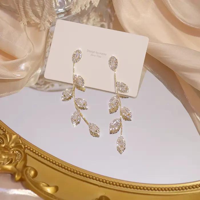 JUWANG-Boucles d'Oreilles de Luxe Plaqué Or group 14K, Bijoux Pendentif, Délicat, Micro Incrusté, Cubique, Zcomprend on CZ, Mariage