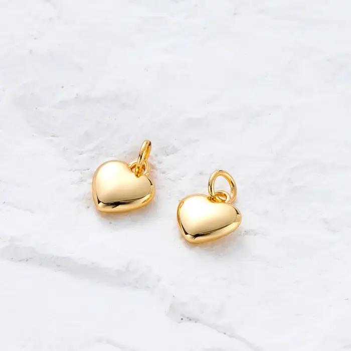 Charme de coeur plaqué or avec bague diabétique