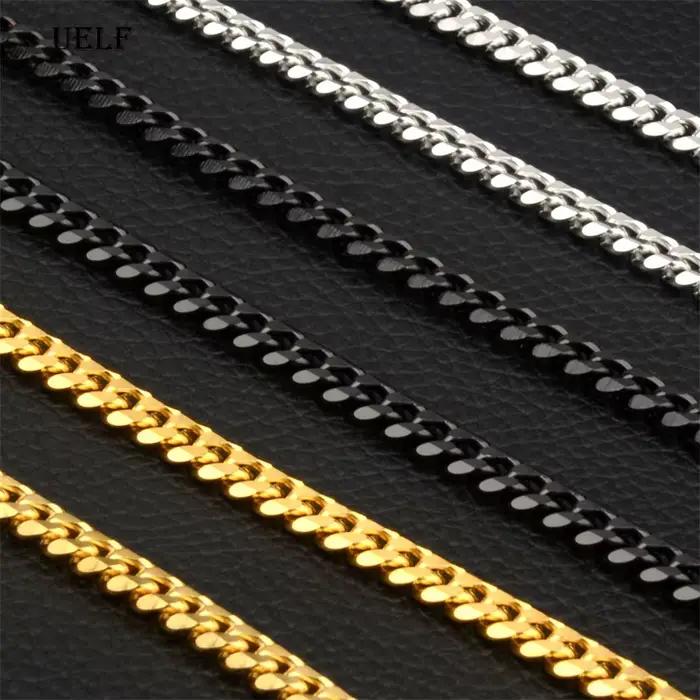 Collier en acier inoxydable avec maillons cubains pour homme et femme en or, argent ou noir pour différentes occasions et styles