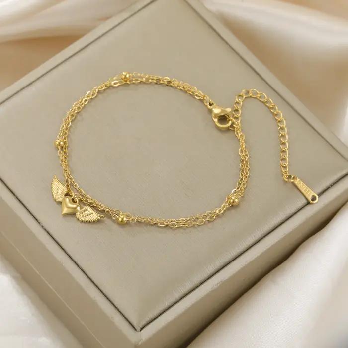 Teamer – Bracelet à breloques en forme d'aile de cœur pour femmes