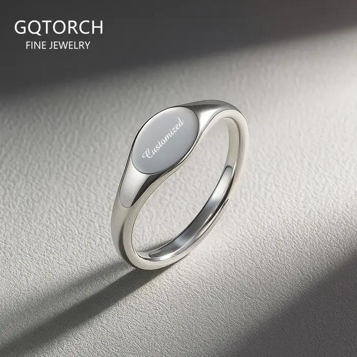 Bague chevalière gravée personnalisée en argent Sterling 925 véritable pour femmes et hommes