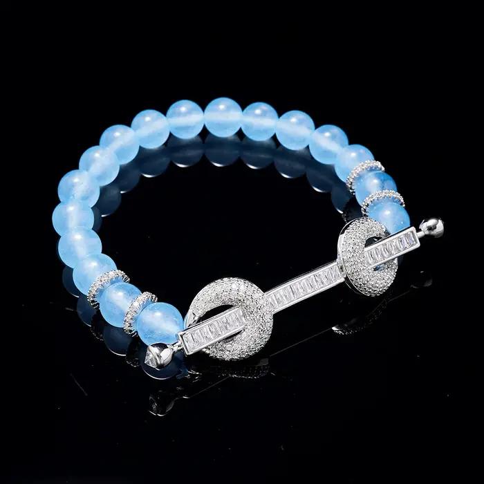 Bracelet perlé en pierre naturelle CZ colorée pour femmes, bracelet de cérémonie, style moderne, ajustement flexible, pour occasions spéciales