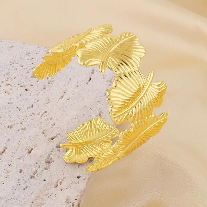 Bracelet BoHo Vintage Géométrique Or Feuille Réglable Pour Fêtes Et Occasions Spéciales