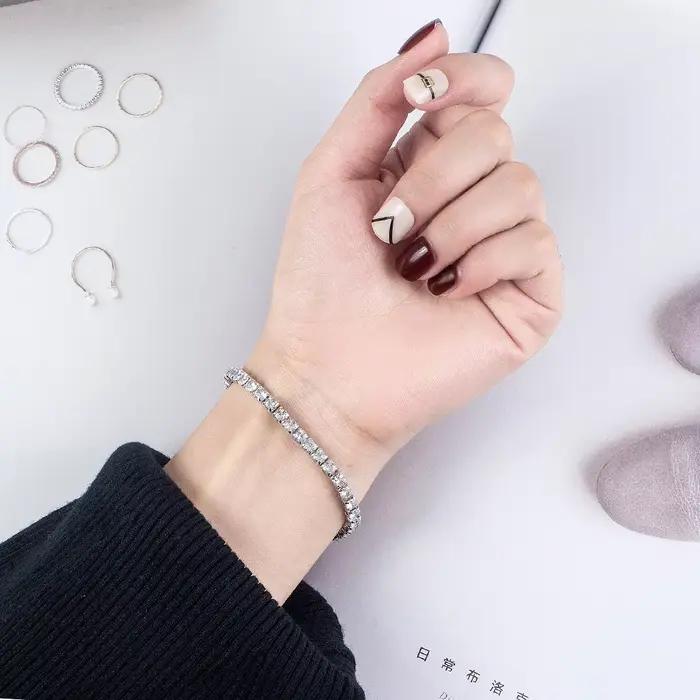 Bracelet Moissanite plaqué platine en argent S925 de haute qualité