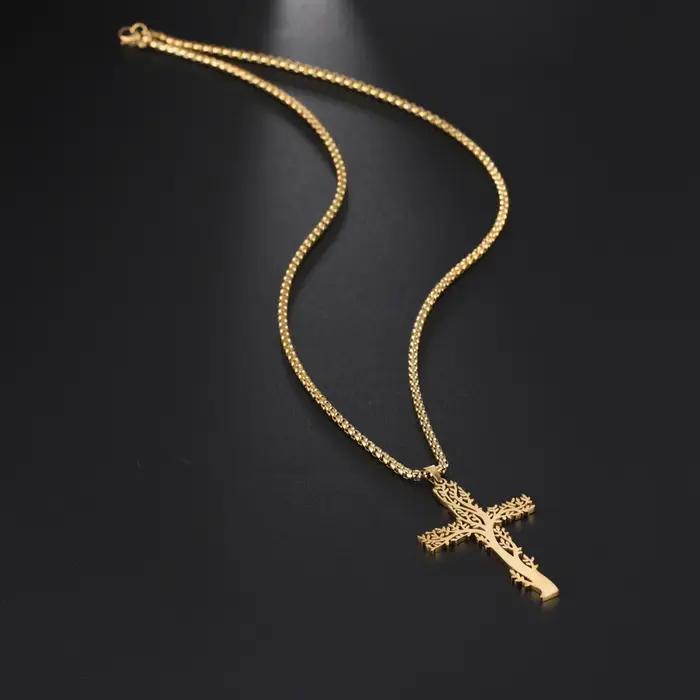 Collier pendentif arbre de vie croix pour hommes et femmes