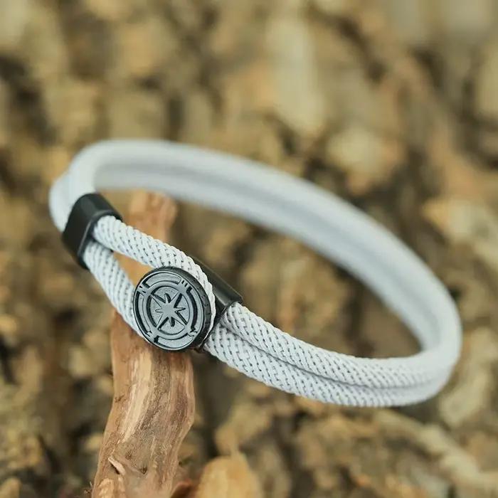 Boussole corde Bracelet pour hommes boucle facile Double couche aventure nautique en plein air Explorer Bracelet survie randonnée bijoux
