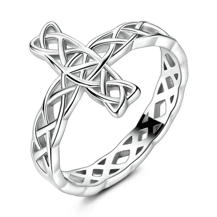 Bague croisée tressée en argent sterling 925 sertie de zirconium blanc pour femmes et filles bijou engagement élégant à offrir pour anniversaire et fiançailles