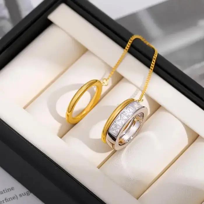 Bague de phalange pour femme en acier inoxydable plaqué or 18 carats PVD