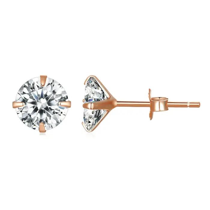 Bamoer CZ Boucles d'oreilles à tige en argent sterling 925 plaqué platine rond zircon cubique hypoallergénique