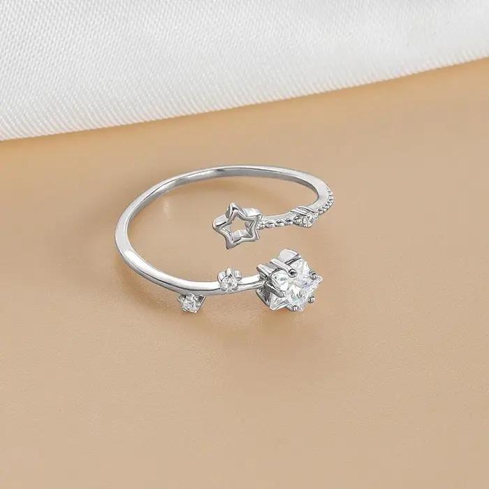 Bagues en argent sterling 925 serties de zirconium blanc pour femmes, élégantes bagues de cocktail pour mariage et occasions spéciales