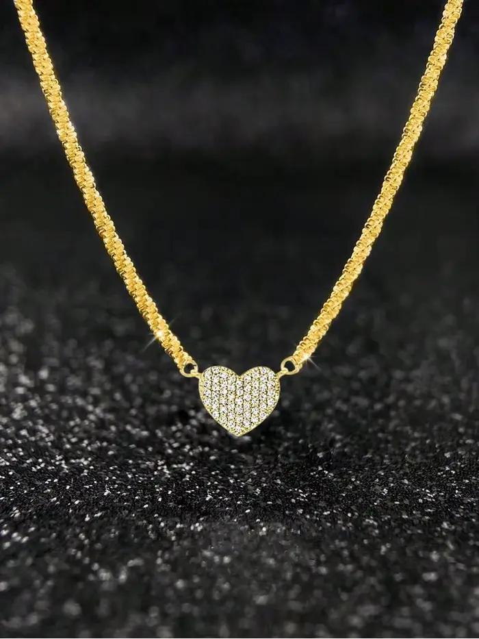 Collier en argent Sterling 925 pour femmes, en Zircon complet, en forme de cœur d'amour, pour fiança