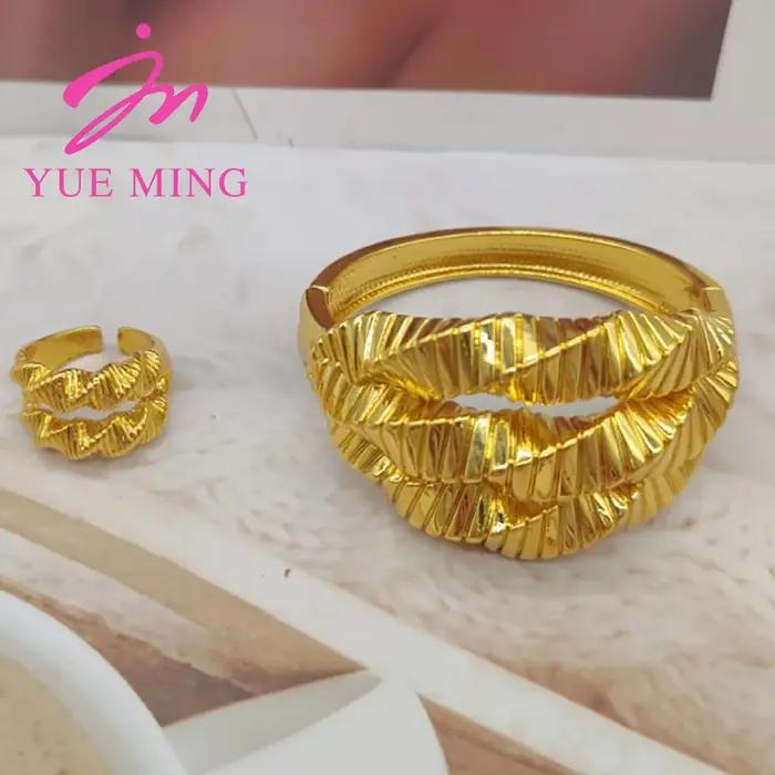 Ensemble de bijoux plaqué or pour femmes, bracelet à breloques, bague élégante, cadeau pour mariage, occasions spéciales et professionnels