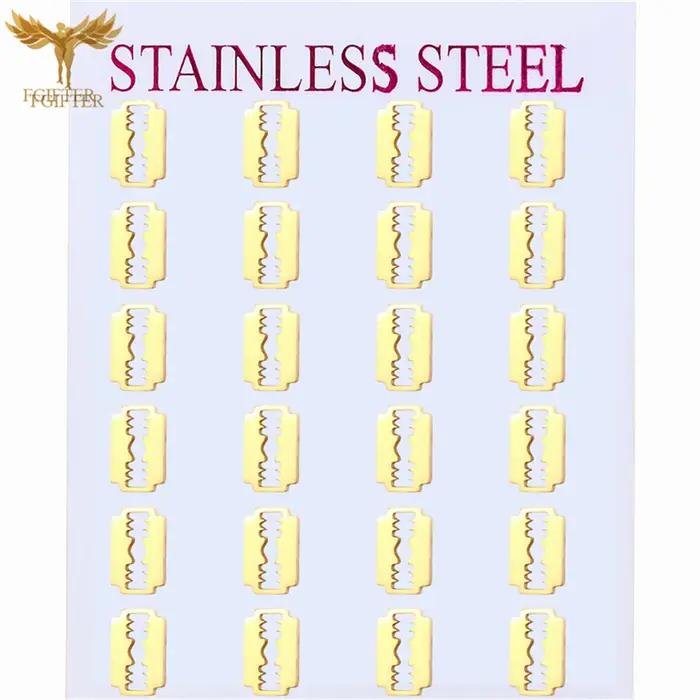 Boucles d'oreilles clous en acier inoxydable doré pour hommes