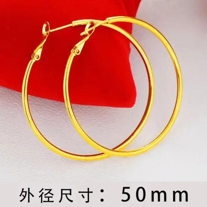 Boucles d'oreilles créoles rondes en or 24 carats AU999