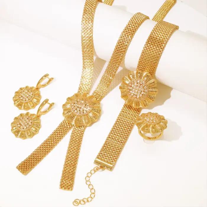 GZJPEI 2025 nouveau Dudai femmes ensemble de bijoux brillant zircon cubique haute qualité 18K plaqué or