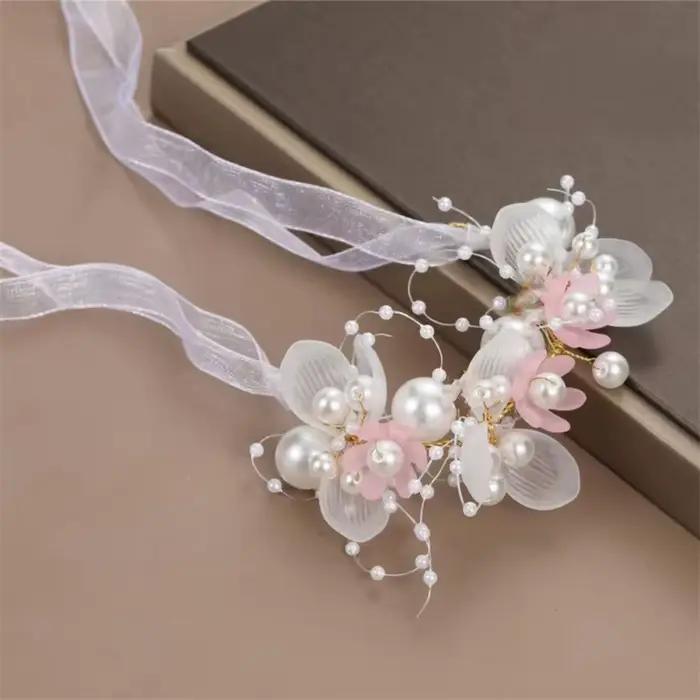 Bracelets de poignet en perles artificielles pour demoiselle d'honneur, fleur à main pour enfants, mariage romantique, belle mariée, filles