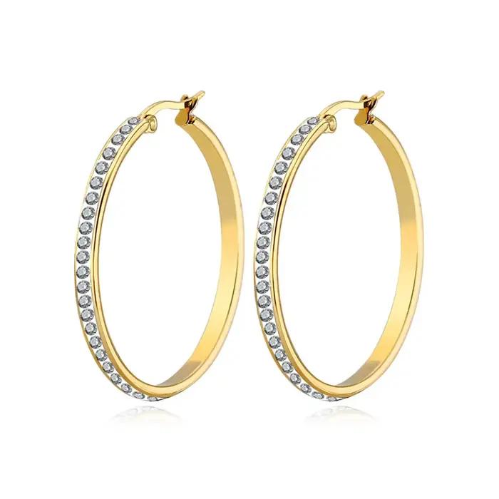 Boucles d'Oreilles Créoles Rondes en Acier Inoxydable pour Femme