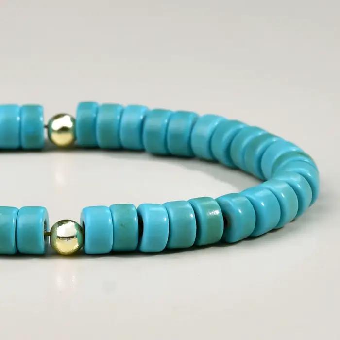 Collier perlé turquoise vintage pour femme, loisirs classiques, bijoux faits à la main, accessoires