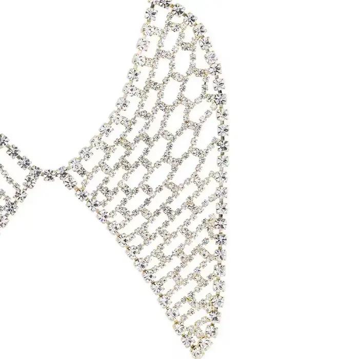 Collier en maille avec strass diamant d'eau pour femmes occasions spéciales élégantes design géométrique moderne