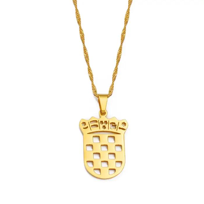 Colliers avec pendentif drapeau de Croatie Anniyo pour femmes, bijoux croates # 262021