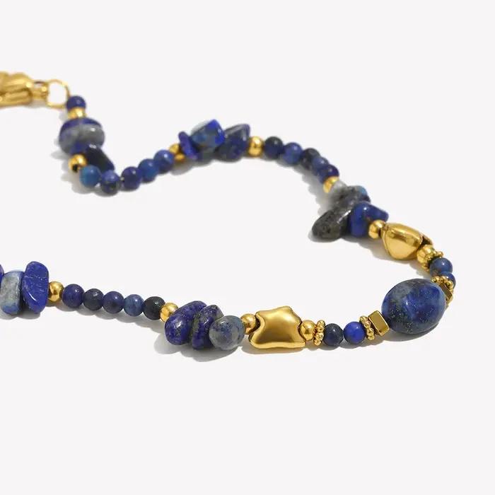 E.B.belle – Bracelet de perles en pierre naturelle bleue irrégulière pour femmes