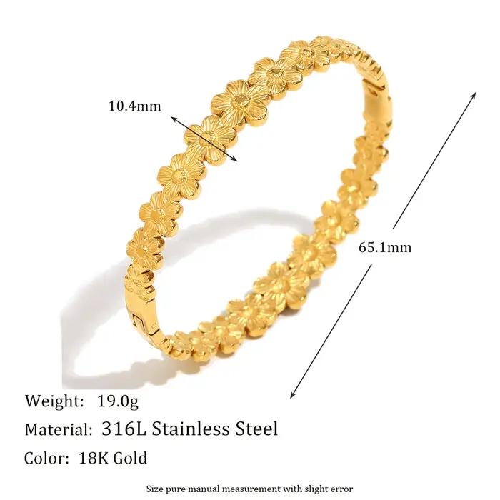 E.B.belle – Mini Bracelet à fleurs ovales Double couleur, plaqué PVD, en acier inoxydable, étanche, accessoires de bijoux pour femmes