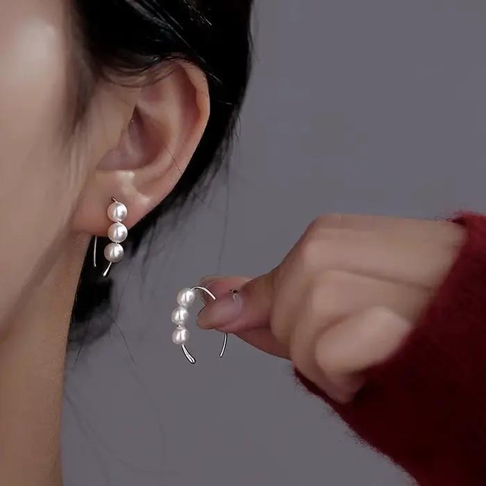 Boucles d'oreilles en argent Sterling 925 pour femmes romantiques et élégantes tiges géométriques pour soirées et occasions spéciales