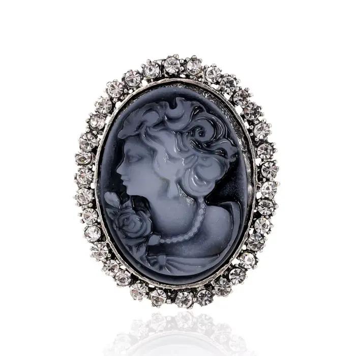 Broche camée de reine au Design victorien Vintage, cadeau de bijoux de beauté de mariage Antique, Style élégant