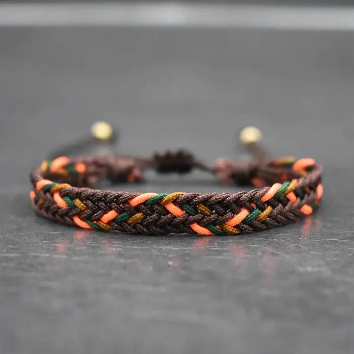 Bracelets d'amitié tressés en forme de bohémien coloré, tissage ethnique multicolore texturé, réglable, cadeau pour Couple
