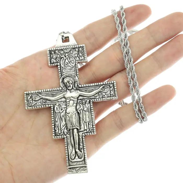 Collier Vintage en forme de croix Saint-Saint François d'Assisi Tau San Damiano