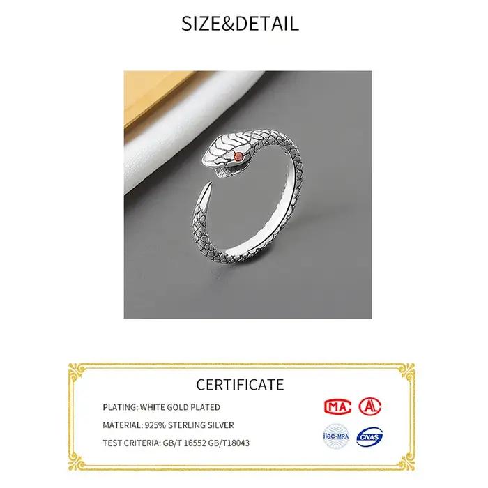 Bague serpent géométrique en argent pour femme élégante occassions spéciales soirée fête alliance mariage