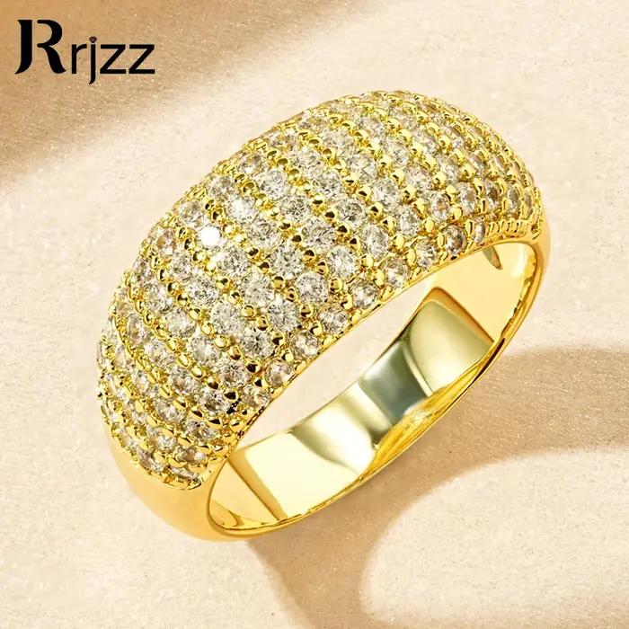 Bague de fête vintage plaquée or 14K sertie de zirconium blanc élégante pour femmes et hommes occasions spéciales anniversaires cérémonies de remises de diplômes soirées de gala voyages moments importants