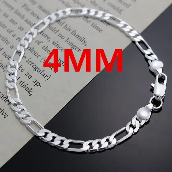 Nouvel Arrivage Noble : Ensemble de Bijoux en Argent 925 avec Chaîne de 4 mm pour Hommes et Femmes