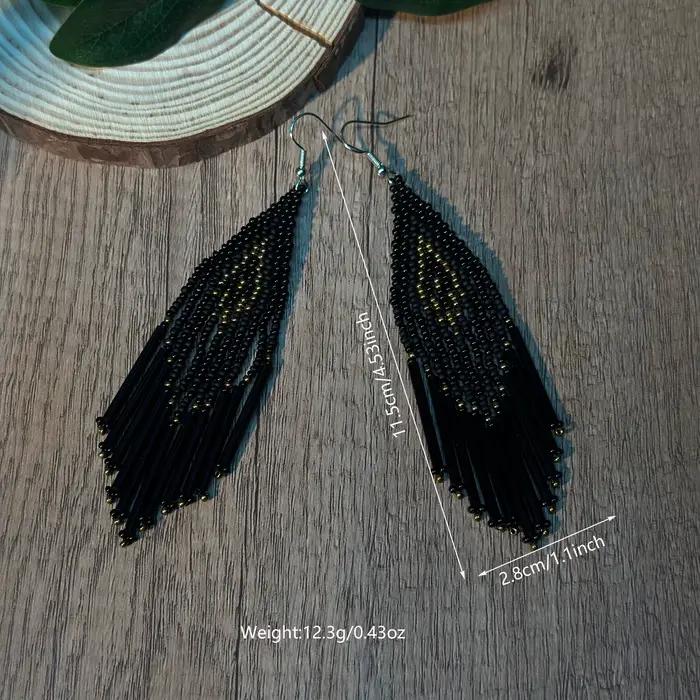 Boucles d'oreilles en perles de rocaille, style bohème, pendantes, franges perlées, perles de verre, bijoux faits à la main pour femmes, adaptés à un usage quotidien