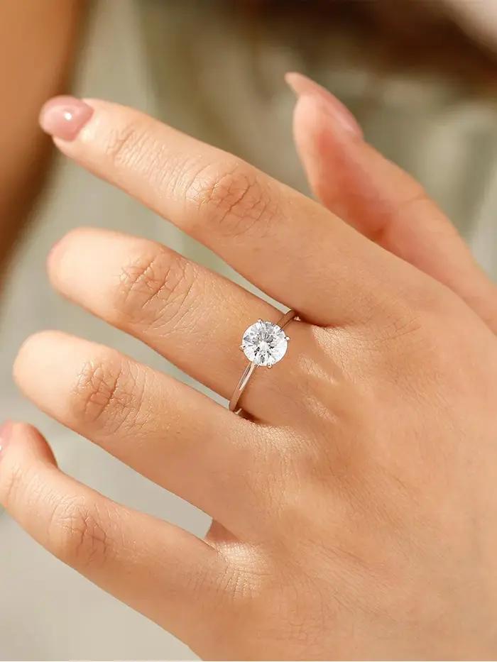 Bague ronde en argent Sterling 925 pour femmes
