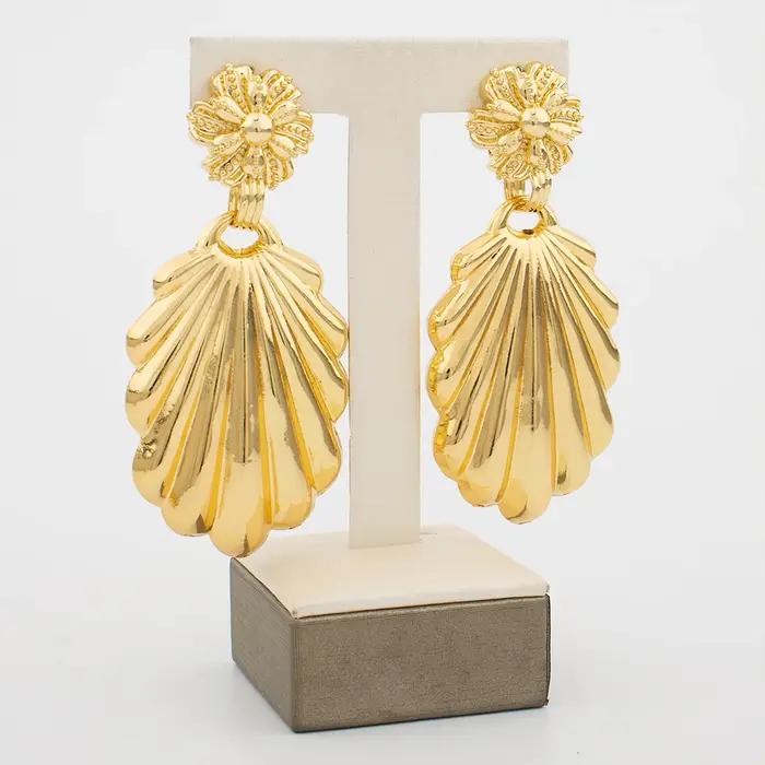 Ensemble de bijoux en plaqué or, collier et boucles d'oreilles brésiliens, ensemble de bijoux de fêt