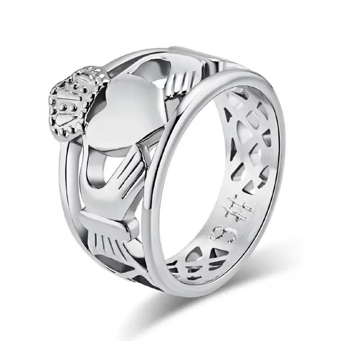 Bague de mariage Irish Claddagh en acier inoxydable
