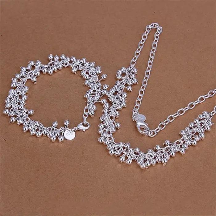 Populaire belle ligne de frange perles givrées 925 Bracelets en argent Sterling collier ensemble de